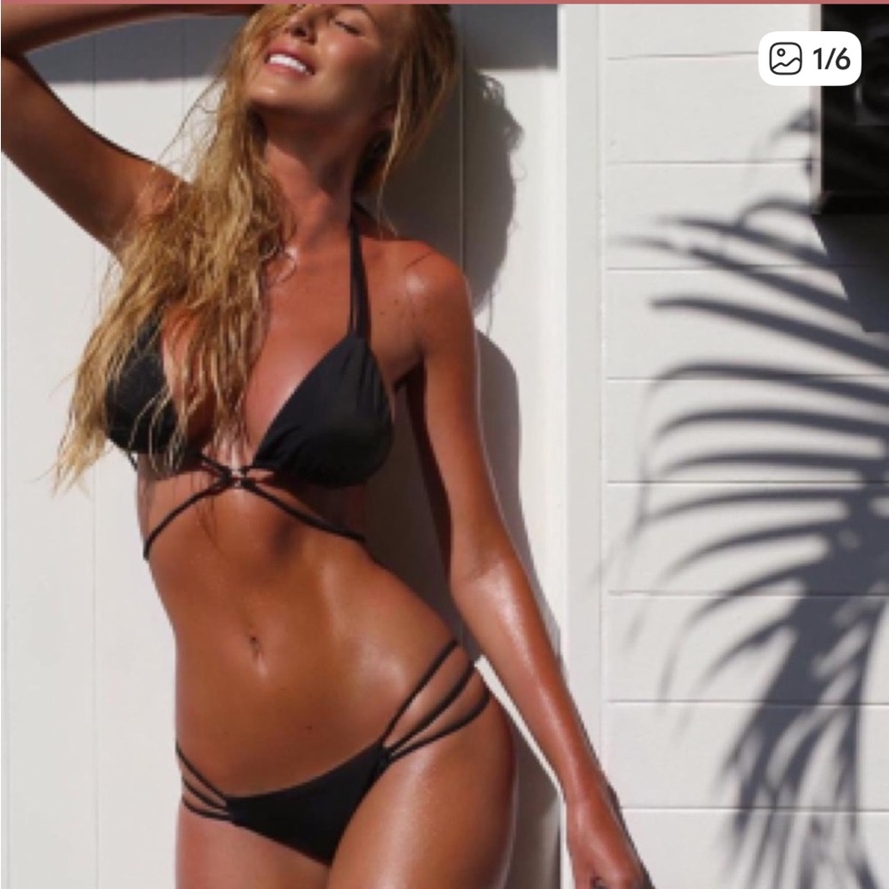 Plumeria swimwear sexy strappy bikini in bronze